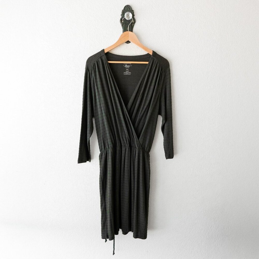 G.H. Bass Green Long Sleeve Knit Dress | Size XXL | Belted Waist | Soft & Comfy